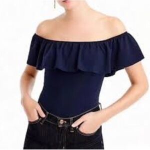 NWT J. Crew Elegant Off-Shoulder Navy Top